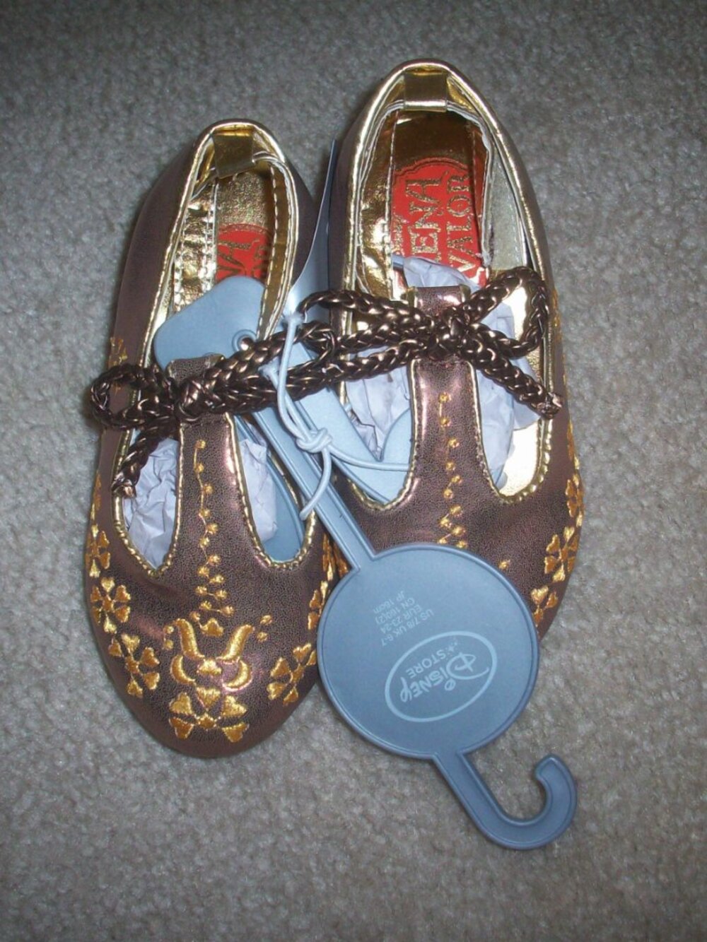 DISNEY STORE ELENA OF AVALOR COSTUME SHOES HEEL SIZE 7/8, Girls Little Kids